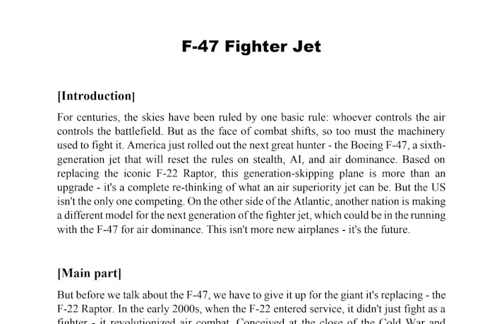 write a script on military topics